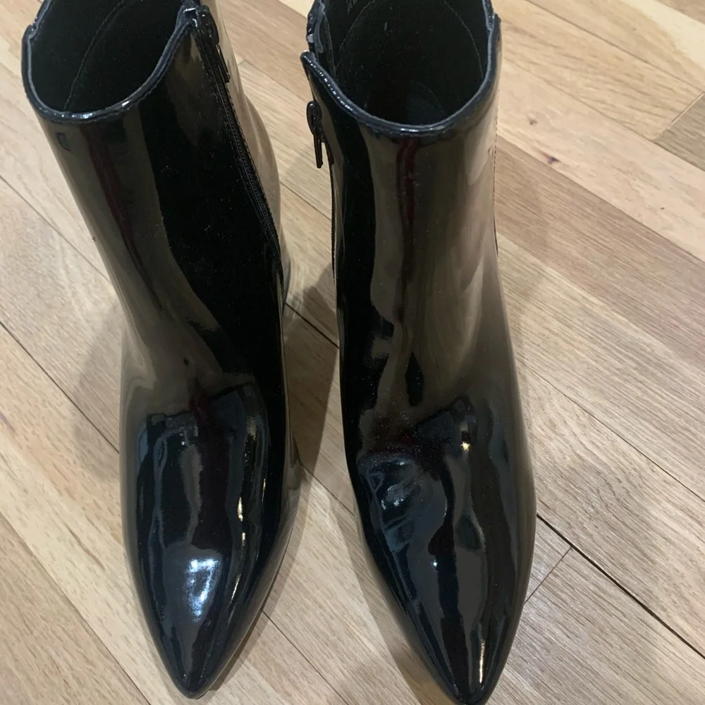 New Bamboo Black Patent Leather Ankle Boots No Box